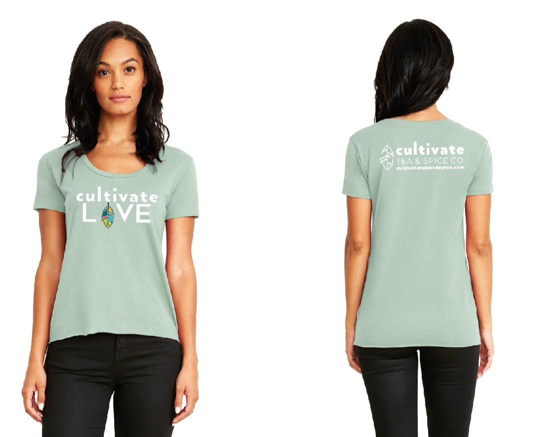 Cultivate Tea and Spice Women's Scoop Neck Tea Shirt Stonewood Green